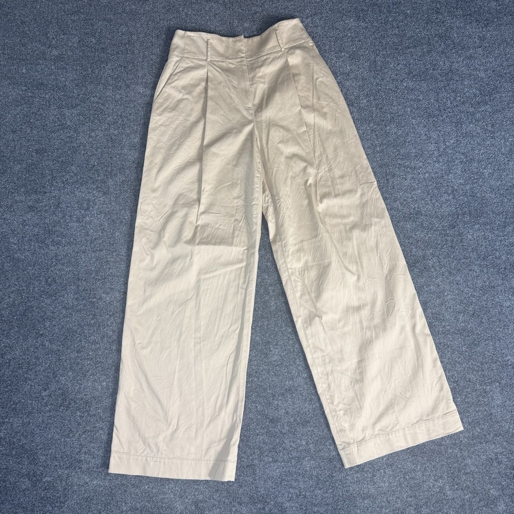 Lewit High Rise Wide Leg Pleated Trousers Pants Beige Tan Size 10